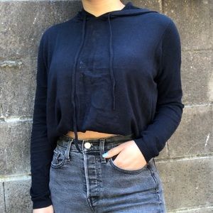 Vince Navy Blue Hooded Sweatshirt with Pockets S/P